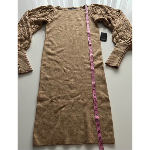 NWT Express sweater dress with balloon sleeves, tan, xs - Picture 5 of 10